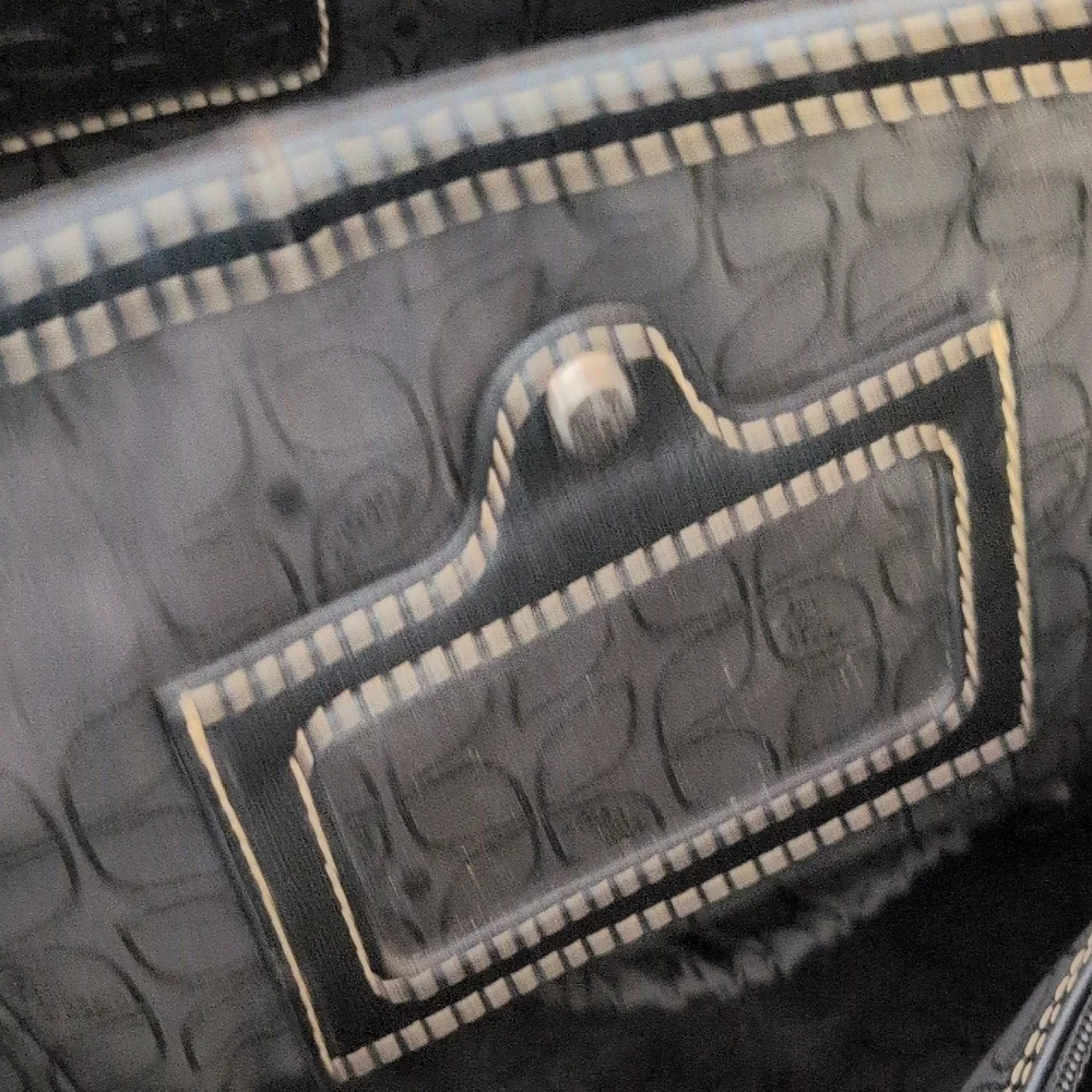 Fossil Large Heavy Black Leather Laptop Tote Office Travel Bag          C279 - Picture 6 of 16
